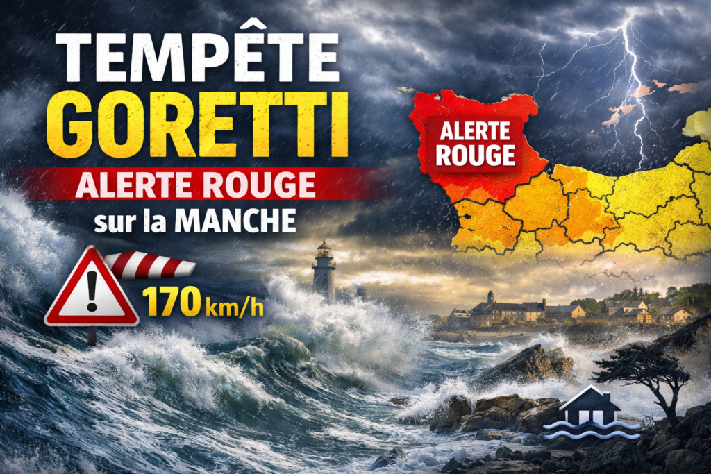 Tempête Goretti : alerte rouge sur la Manche, vents jusqu’à 170 km/h attendus